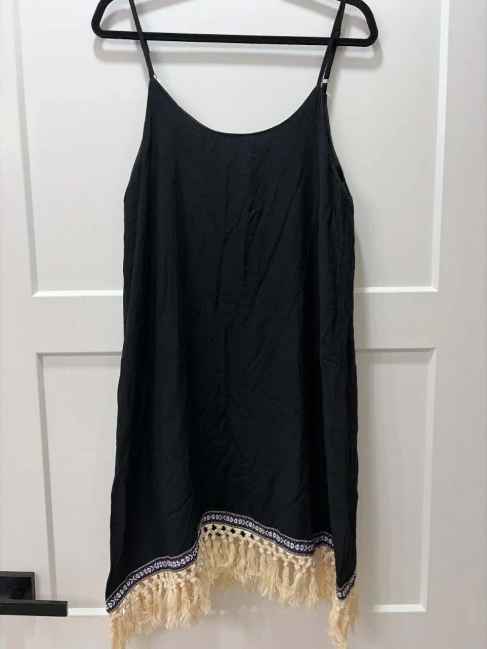 Be Beach by Exist Black Western Boho Costal Cowgirl Sundress With Fringe Size L - Picture 2 of 6